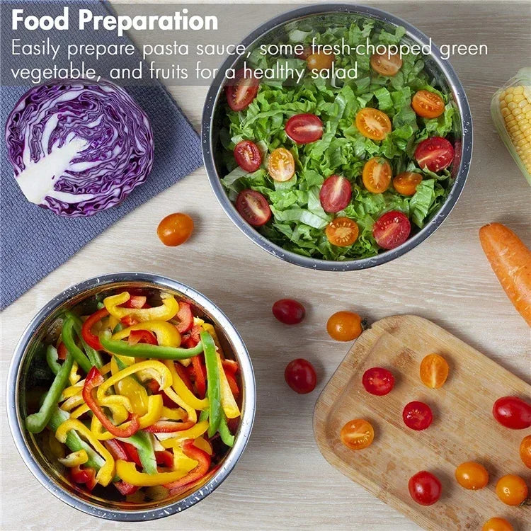 1/6PCS Silicone Bottom Thickened with Lid Cooking Basin Stainless Steel Egg Beating Basin Salad Mixing Basin Kitchen Baking