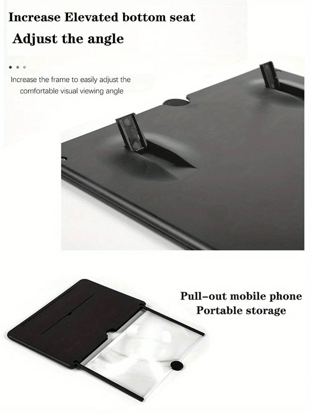 12 Inch Phone Large Screen Amplifier 3D Magnifying Glass Holder HD Portable Mobile Phone Screen Video Magnifier Screen Bracket