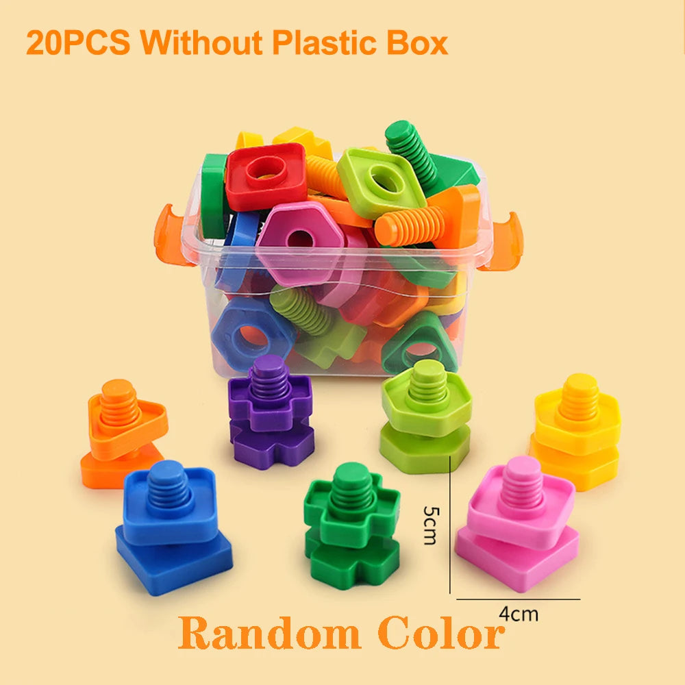 10/20Pcs Set Screw Building Blocks Creative Mosaic Puzzle Toys For Children Plastic Insert Blocks Nut Shape Boys Educational Toy